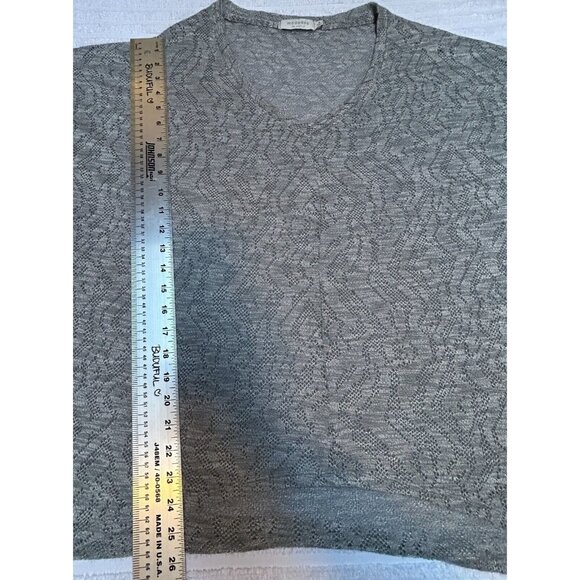 Mododoc Women's Size Medium Gray V-Neck Short Sleeve Oversized Open Knit Top - Picture 7 of 7